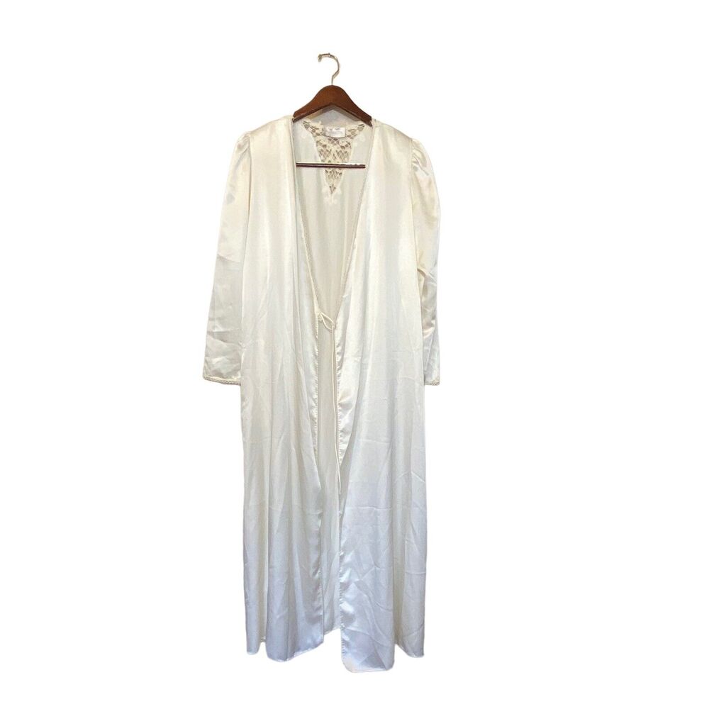 VTG Amaretta Women's Sz Small Sleepwear Robe Floral Embroidered Silky Lace
